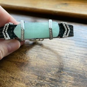 Keep Collective: Single Leather Band with Turquoise bar and 2 chevron charms